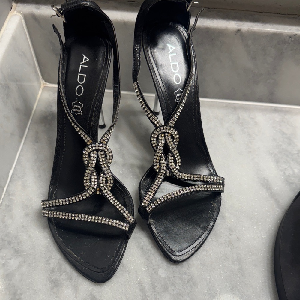 ALDO Black Rhinestone Embellished Heels